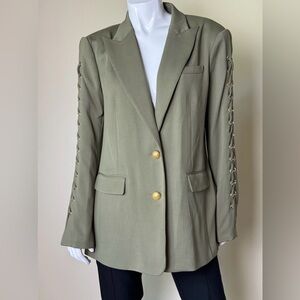 $695 Ramy Brook Mave Lace Up Sleeve Blazer Green/Size 4/Brand New Tag Included